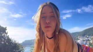 Redhead bitch is riding massive stem