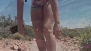 Lustful blonde in fishnet stockings obtains her muff brightened