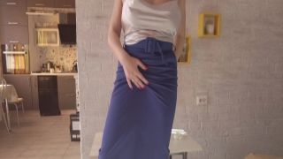Obedient housemaid tongue fucks smooth pussy of her girlfriend